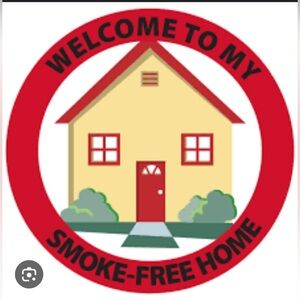 Unique Vintage Red and Yellow Smoke-Free Home Art